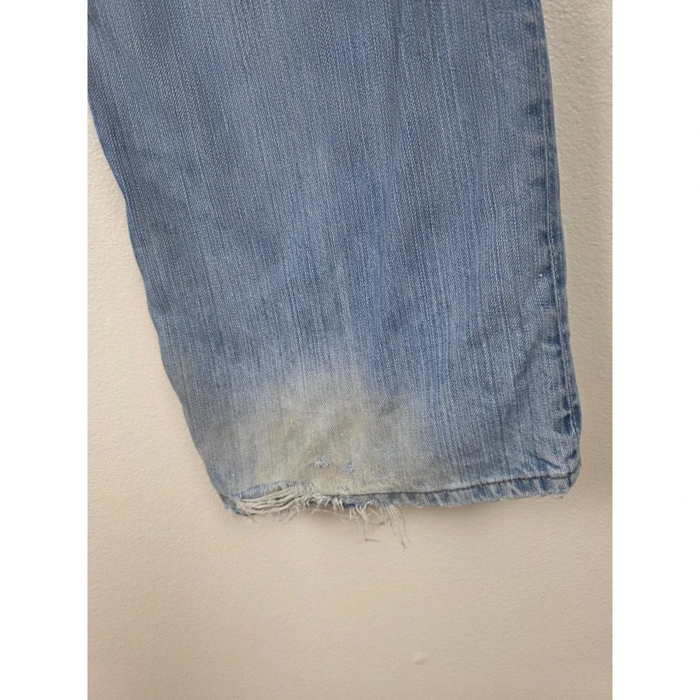 Banana Republic Jeans Mens 36x33 Tag 36x34 Blue Light Wash Straight Leg Distress